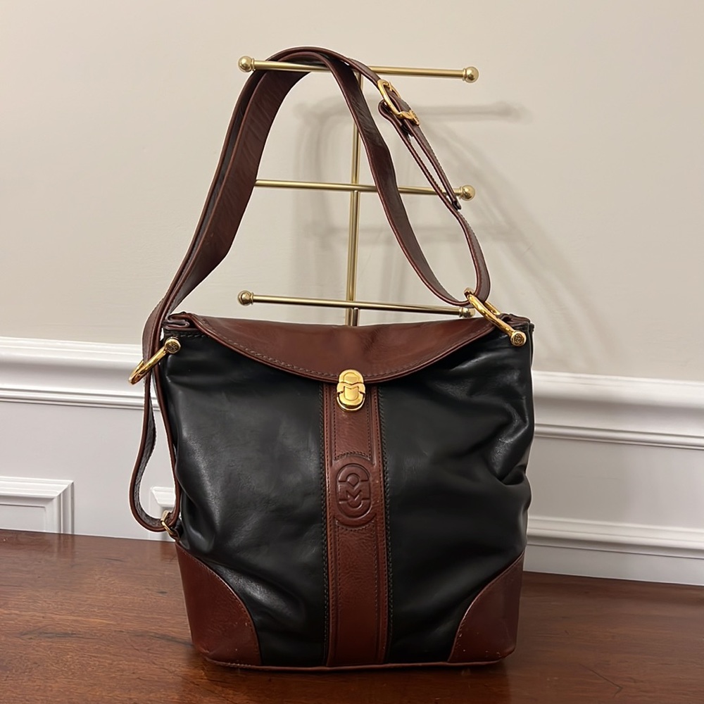 Marino Orlandi Italian made Black leather with Brown Leather Trim